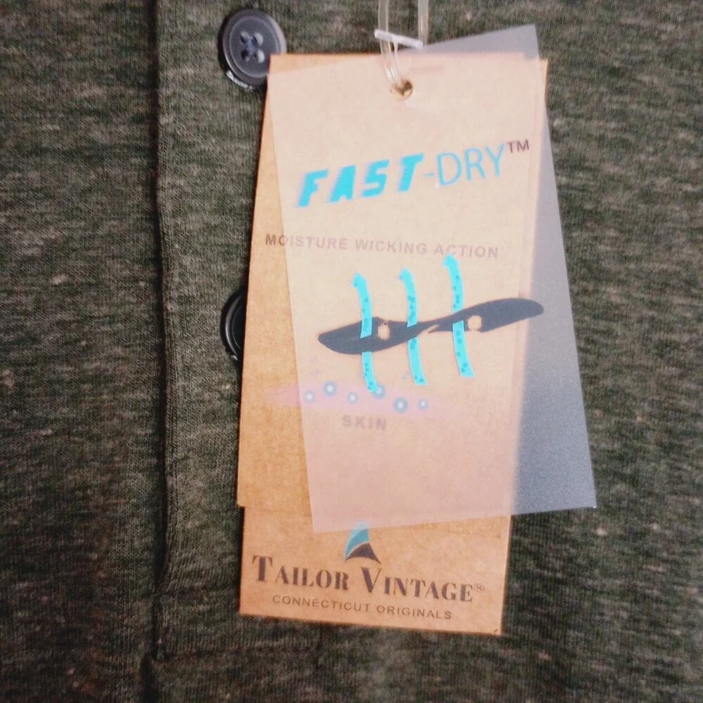 Tailor Vintage Dark Heather Green Men's Henley Shirt - Picture 6 of 9